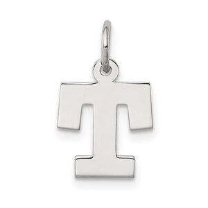 Sterling Silver, Amanda Collection Small Block Style Initial T Pendant
